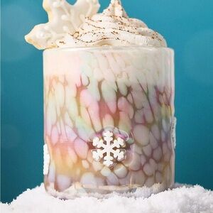 Anthropologie Icon Juice Glass: Festive Confetti Edition Snowflake Iridescent